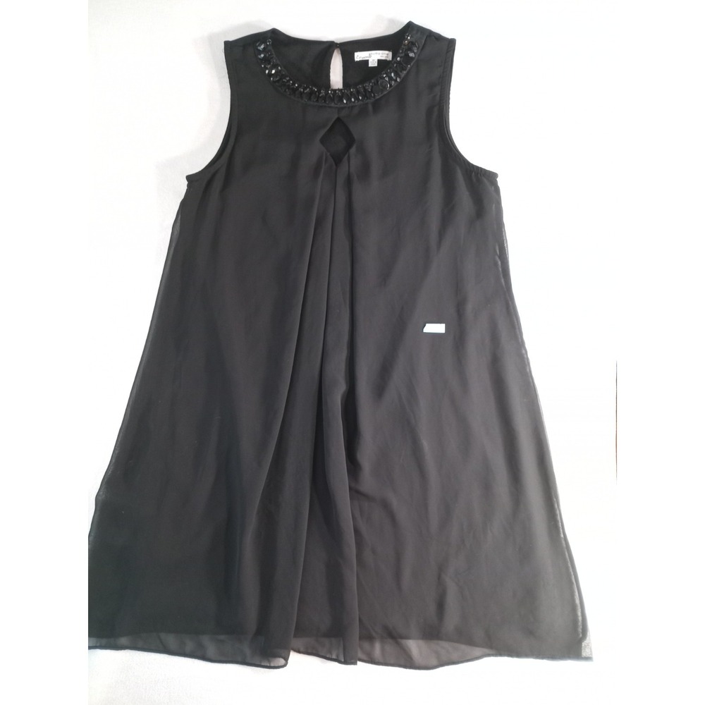 Studio One New York Womens Size 14 Black Sleeveless Blouse Beaded Neck (P)